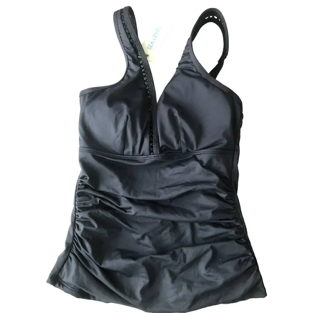 Sea Level Lola Tankini Top  Black  NWT US  4